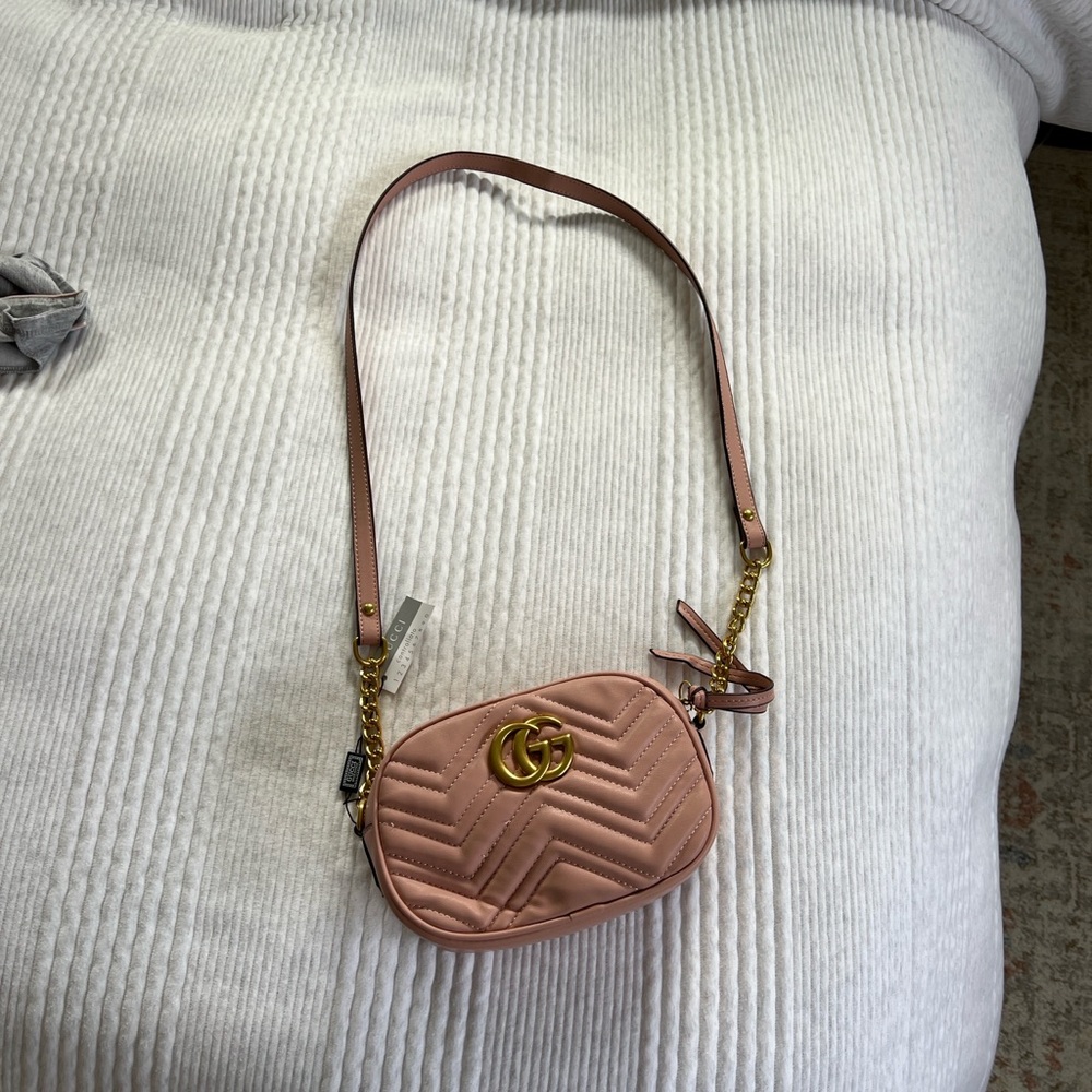 Pink Quilted Crossbody Bag
